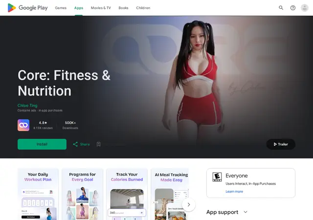 Google Play. 500 000+ загрузок, «содержит рекламу»